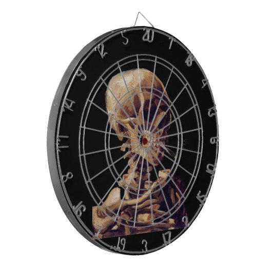 Rauchendes Skelett durch Van Gogh Dartscheibe (Vorderseite Links)