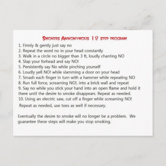 Raucher 12 Stufen Postkarte (Vorderseite)