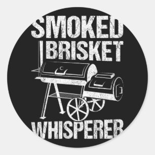 Raucher-Brisket Whisperer Rauchen Fleisch Rbecue V Runder Aufkleber