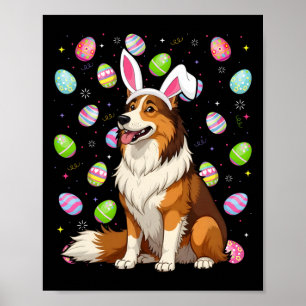Raucher Collie Hund Ostereier-Suche Hasenohren Ost Poster