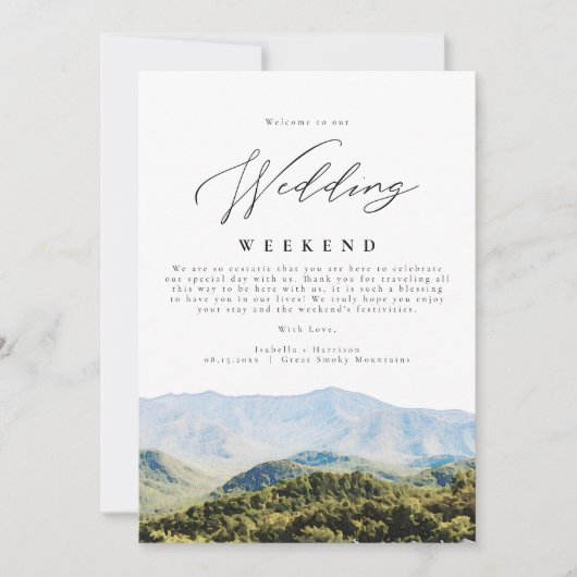 RAUCHERBERGE Hochzeit Begrüßungsreise Einladung (Vorderseite)