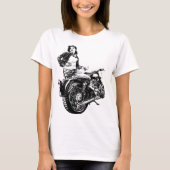 Raucherin mit Motorroller Geschenk T-Shirt (Vorderseite)