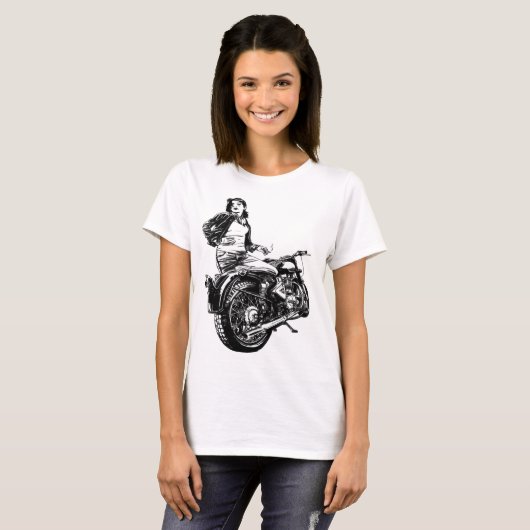 Raucherin mit Motorroller Geschenk T-Shirt (Vorne ganz)