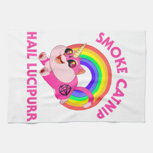 Räucherkatze Hail Lucipurr, Funny Satan Cat Unicor Geschirrtuch