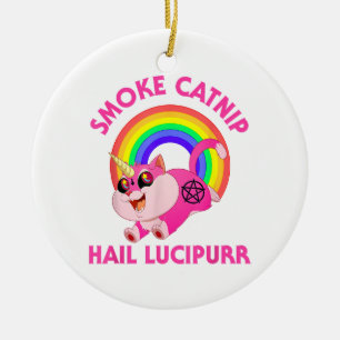 Räucherkatze Hail Lucipurr, Funny Satan Cat Unicor Keramik Ornament