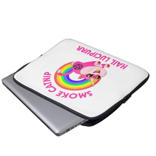 Räucherkatze Hail Lucipurr, Funny Satan Cat Unicor Laptopschutzhülle (Vorne Knopf)