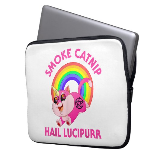 Räucherkatze Hail Lucipurr, Funny Satan Cat Unicor Laptopschutzhülle (Vorderseite Links)