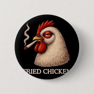 Raucherlokal für gebratenes Hühnchen Lustiger Weed Button