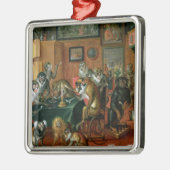 Raucherzimmer mit Affen Silbernes Ornament (Links)
