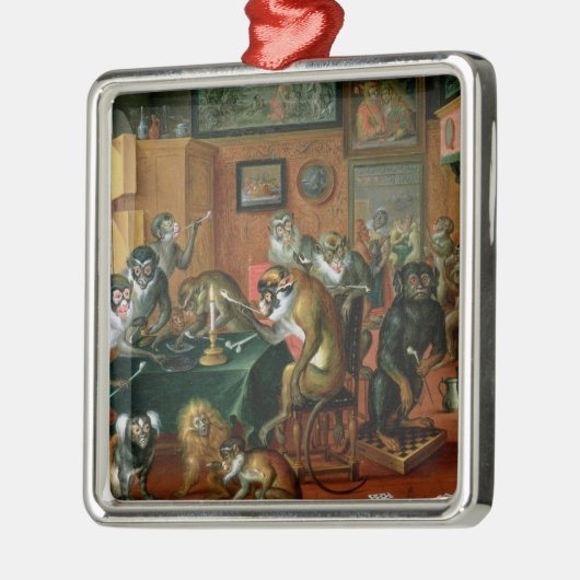 Raucherzimmer mit Affen Silbernes Ornament (Links)