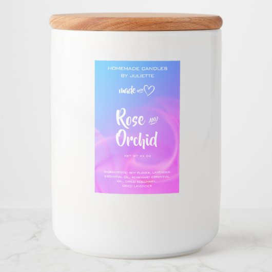 Rauchflam Rosa hausgemachte Kerze Produktverpackun Lebensmitteletikett (Vorderseite)