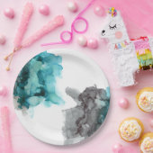 rauchfreie aquamarine und graue Teller (Party)