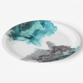 rauchfreie aquamarine und graue Teller (Schrägansicht)