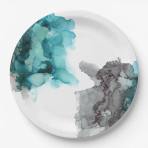 rauchfreie aquamarine und graue Teller