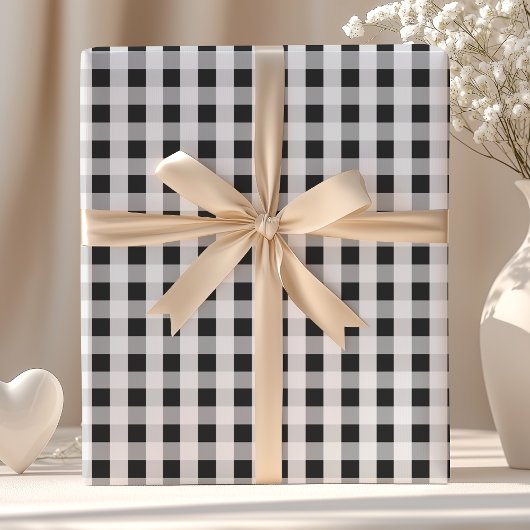 Rauchgrau Gingham-Muster Geschenkpapier