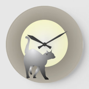 Rauchige Katzen-und Mond-Entwurfs-Wand-Uhr Große Wanduhr