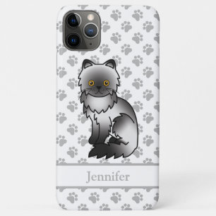 Rauchige persische süße Cartoon-Katze & Name Case-Mate iPhone Hülle