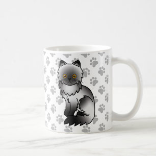 Rauchige persische süße Cartoon-Katzen-Illustratio Kaffeetasse
