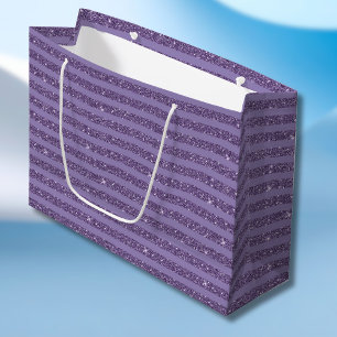 Rauchige Pflaume Glitter Style horizontale Streife Große Geschenktüte