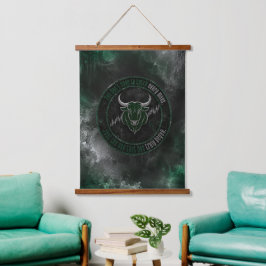 Rauchige Smaragd-Bull-Timing-Zitat-Design Wandteppich Mit Holzrahmen