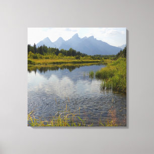 Rauchige Spiegelungen der Grand Tetons Leinwanddruck