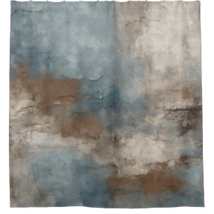 Rauchiges Blau Braun Beige Rustikales Abstrakt Duschvorhang