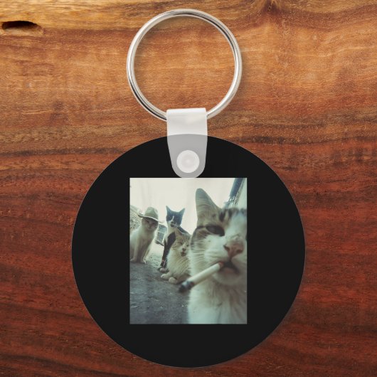 Rauchkatze Meme Funny Geschenke für Männer Frauen Schlüsselanhänger (Vorderseite)