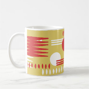 Rauchlose Geometrie: Gelb-Rot Vintage. Kaffeetasse