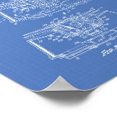 Rauchmelder 1969 Patentart - Blueprint Poster (Ecke)