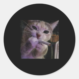 Rauchmelder, Zigarette Kätzchen Gen Z Meme, Katze Runder Aufkleber