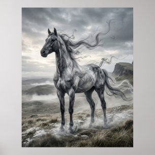 Rauchpferd Windgeweht Plateau Poster