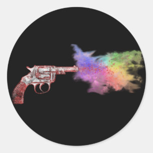 Rauchpistole der Liebe: Regenbogen: Runder Aufkleber