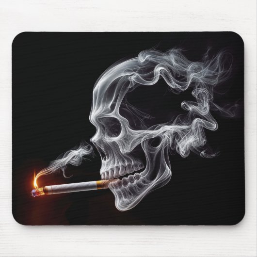 Rauchschädel mit Zigarette Mousepad (Vorne)