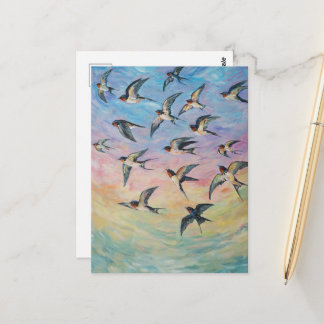 Rauchschwalben Kunst Postkarte