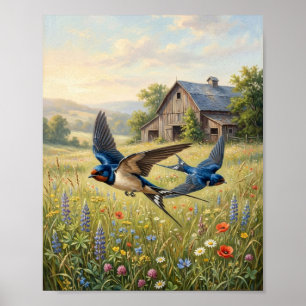 Rauchschwalben-Vogelmalerei I Poster