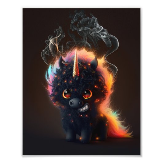 Rauchschwarz Einhorn-T - Shirt Fotodruck (Vorne)