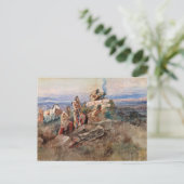 Rauchsignal, 1896 von Charles Marion Russell Postkarte (Stehend Vorderseite)