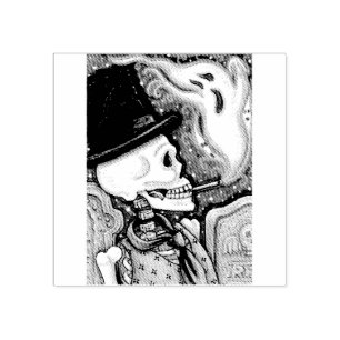 RAUCHSKELETON, FRIEDHOF RUBBER BRIEFMARKE GUMMISTEMPEL