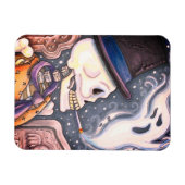 RAUCHSKELETON MIT GHOSTEN IM SPOOKY-FRIEDHOF MAGNET (Horizontal)