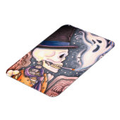 RAUCHSKELETON MIT GHOSTEN IM SPOOKY-FRIEDHOF MAGNET (Linke Seite)