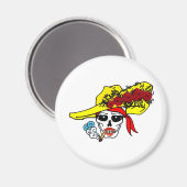 RAUCHSKULL PIRATE MIT ROSE HAT TATTOO ART PRIN MAGNET (Vorderseite/Rückseite)