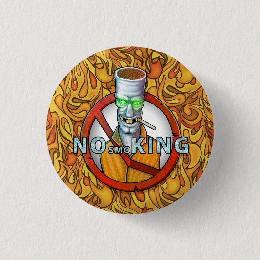 Rauchverbot - lustige Zigarettenfigur Button (Vorderseite)