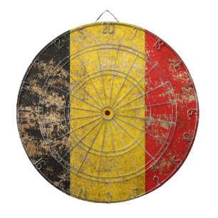 Raue gealterte Vintage belgische Flagge Dartscheibe