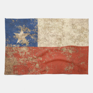 Raue gealterte Vintage chilenische Flagge Geschirrtuch