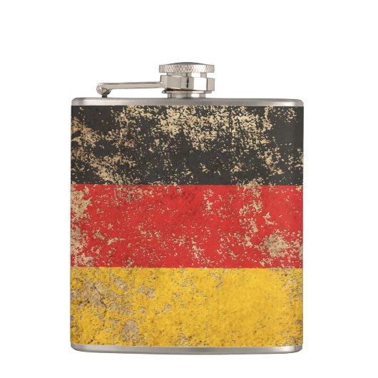 Raue gealterte Vintage deutsche Flagge Flachmann (Vorderseite)