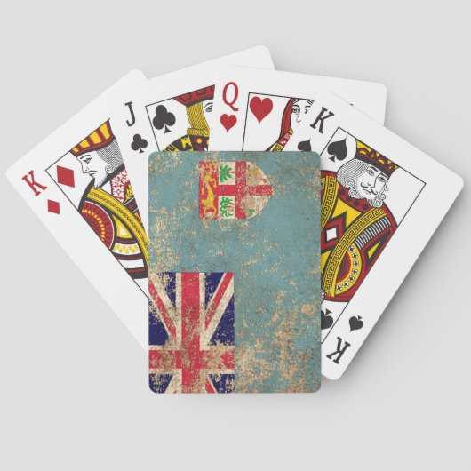 Raue gealterte Vintage Fidschi-Flagge Spielkarten (Rückseite)