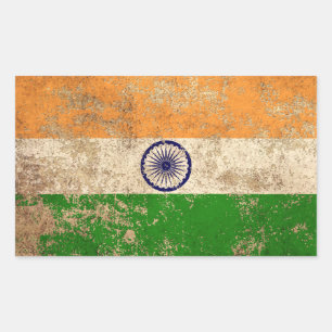 Raue gealterte Vintage indische Flagge Rechteckiger Aufkleber