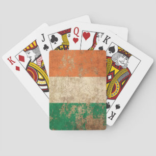 Raue gealterte Vintage irische Flagge Spielkarten