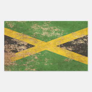 Raue gealterte Vintage jamaikanische Flagge Rechteckiger Aufkleber