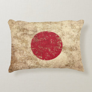 Raue gealterte Vintage japanische Flagge Zierkissen